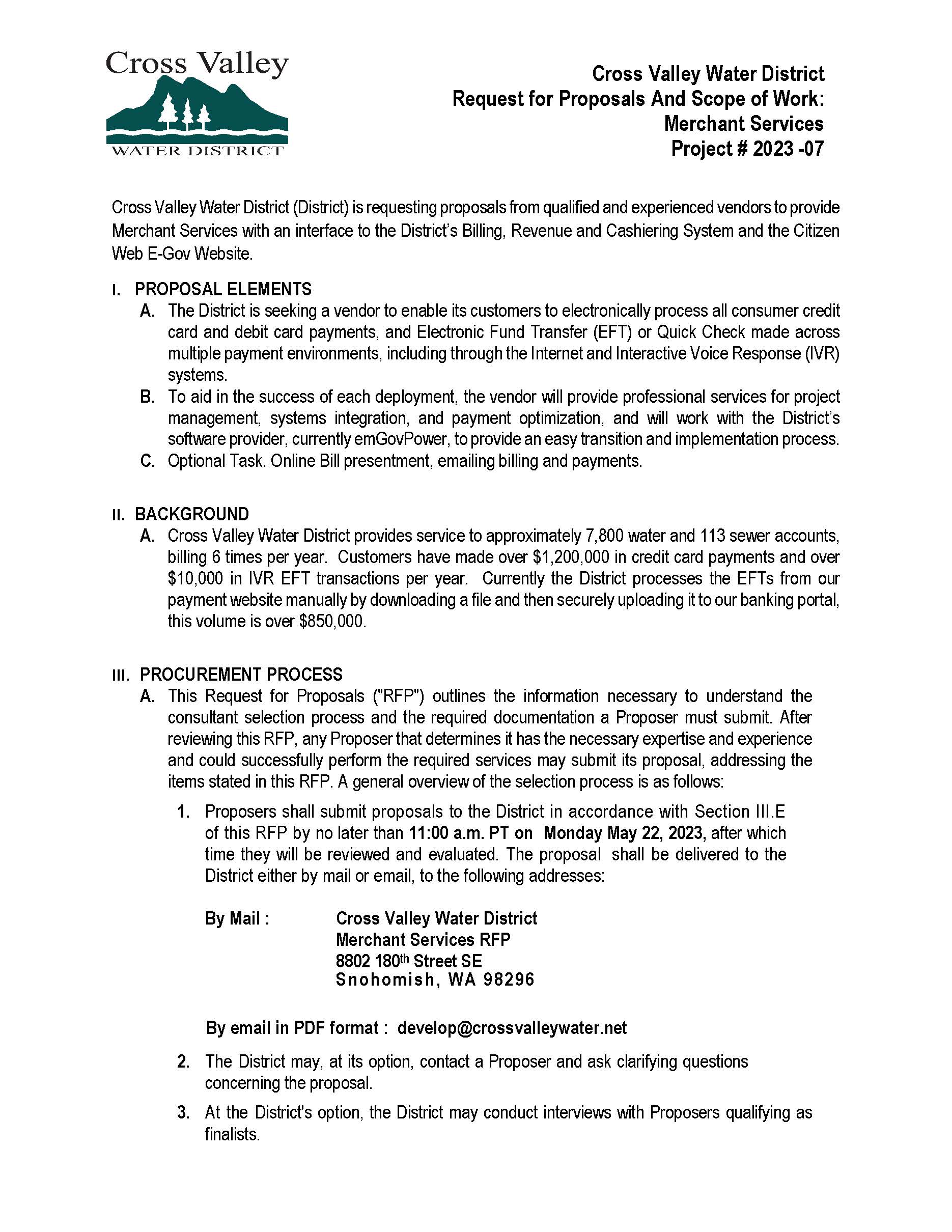 2023 RFP pg 1 Merchant Services